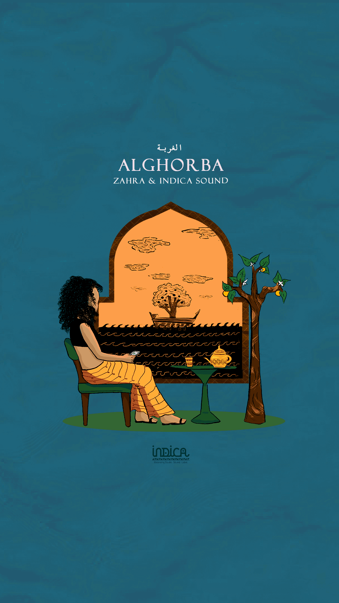 Woman looking through a window.  Animated